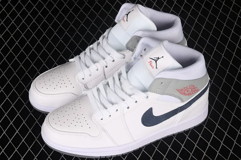 All categories Air Jordan Jordan series basketball shoes Air Jordan 1 Mid Z version Air Jordan 1 Mid AJ1 Joe 1 simple white and gray mid-top retro basketball shoes DR8038-100